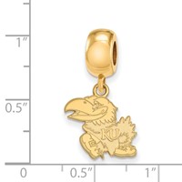 Sterling Silver Gold-plated LogoArt University of Kansas Jayhawk Small Dangle Bead Charm view 3