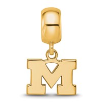 Sterling Silver Gold-plated LogoArt University of Michigan Letter M Extra Small Dangle Bead Charm view 4