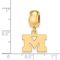 Sterling Silver Gold-plated LogoArt University of Michigan Letter M Extra Small Dangle Bead Charm view 3