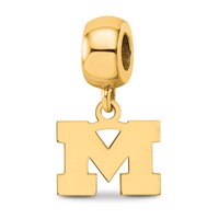 Sterling Silver Gold-plated LogoArt University of Michigan Letter M Extra Small Dangle Bead Charm view 1