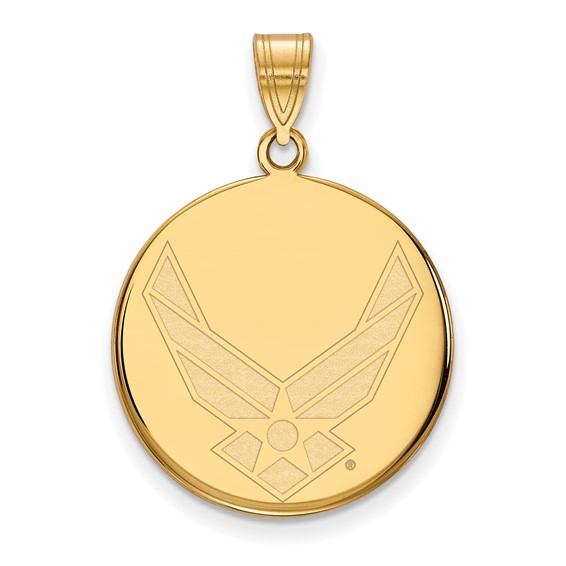 Sterling Silver Gold-plated LogoArt U.S. Air Force Large Disc Pendant