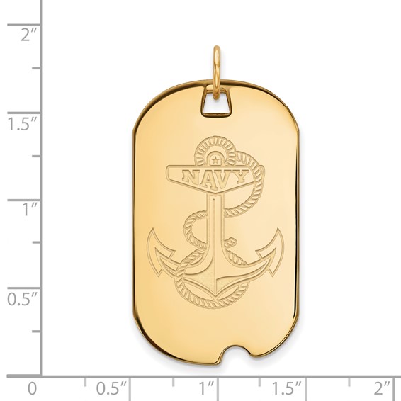 10k Gold LogoArt US Naval Academy Anchor Large Dog Tag Pendant