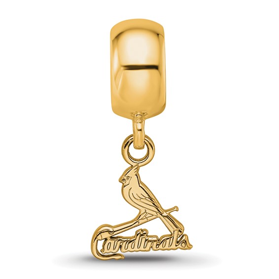Sterling Silver Gold Plated Major League Baseball LogoArt St. Louis Cardinals Bird Dangle Bead