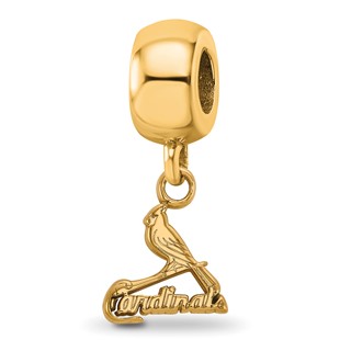 Sterling Silver Gold Plated Major League Baseball LogoArt St. Louis Cardinals Bird Dangle Bead