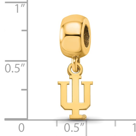 Sterling Silver Gold-plated LogoArt Indiana University I-U Extra Small Dangle Bead Charm