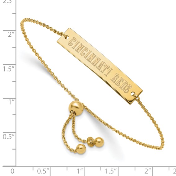 Sterling Silver Gold Plated Major League Baseball LogoArt Cincinnati Reds Adjustable Bracelet