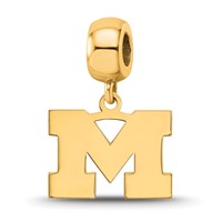 Sterling Silver Gold-plated LogoArt University of Michigan Letter M Small Dangle Bead Charm view 1