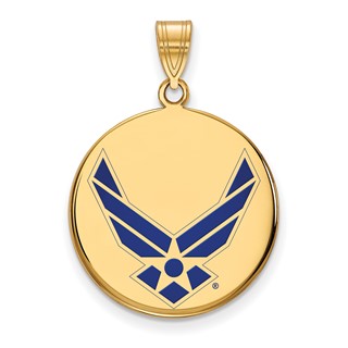 Sterling Silver Gold-plated LogoArt U.S. Air Force Large Enameled Disc Pendant