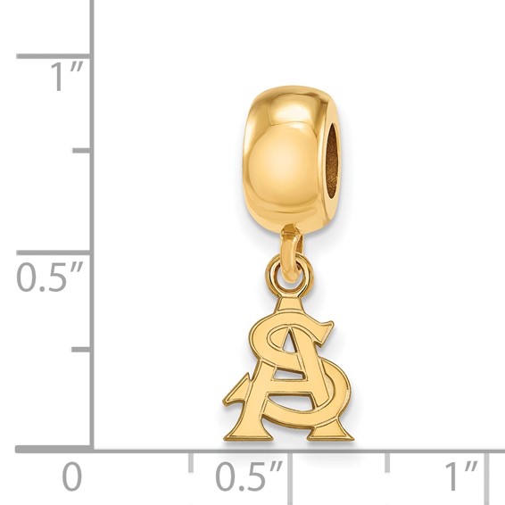 Sterling Silver Gold-plated LogoArt Arizona State University A-S Extra Small Dangle Bead Charm
