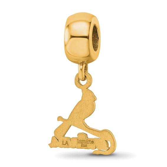 Sterling Silver Gold Plated Major League Baseball LogoArt St. Louis Cardinals Bird Dangle Bead