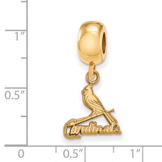 Sterling Silver Gold Plated Major League Baseball LogoArt St. Louis Cardinals Bird Dangle Bead