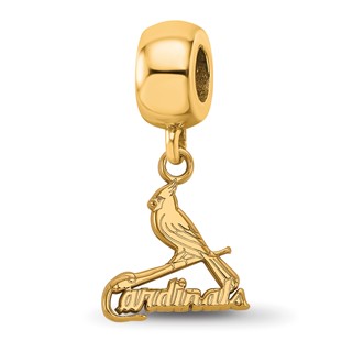 Sterling Silver Gold Plated Major League Baseball LogoArt St. Louis Cardinals Bird Dangle Bead