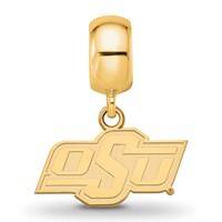 Sterling Silver Gold-plated LogoArt Oklahoma State University O-s-u Extra Small Dangle Bead Charm view 2