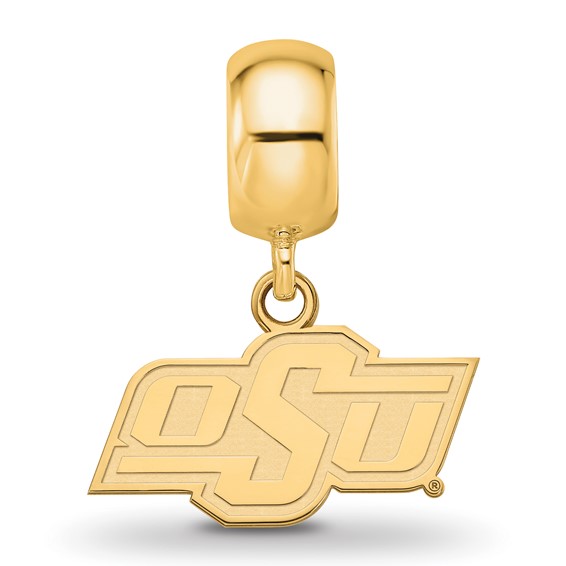 Sterling Silver Gold-plated LogoArt Oklahoma State University O-S-U Extra Small Dangle Bead Charm