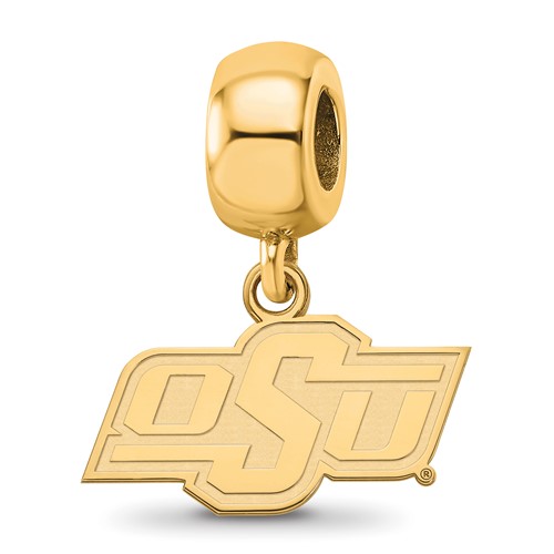 Sterling Silver Gold-plated LogoArt Oklahoma State University O-s-u Extra Small Dangle Bead Charm
