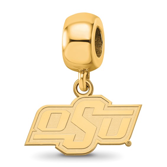 Sterling Silver Gold-plated LogoArt Oklahoma State University O-S-U Extra Small Dangle Bead Charm