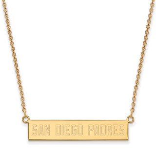 Sterling Silver Gold Plated Major League Baseball LogoArt San Diego Padres Bar Necklace
