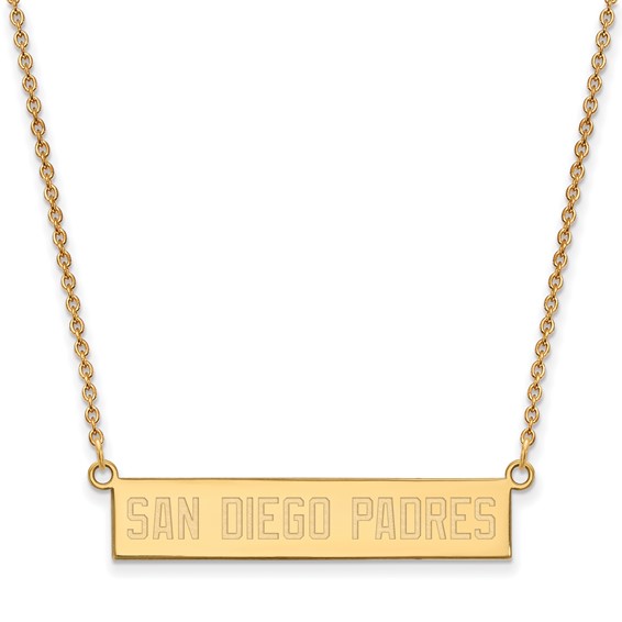 Sterling Silver Gold Plated Major League Baseball LogoArt San Diego Padres Bar Necklace