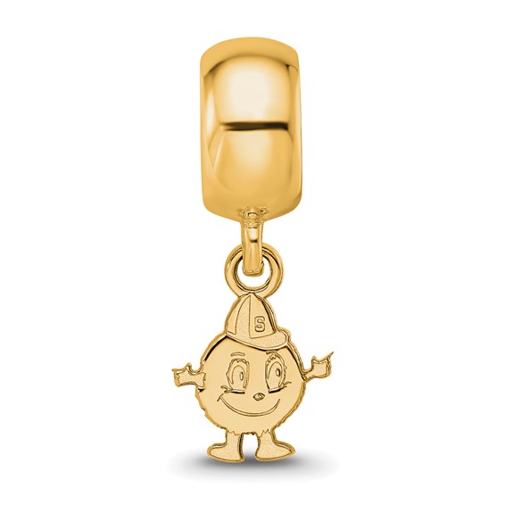 Sterling Silver Gold-plated LogoArt Syracuse University Mascot Extra Small Dangle Bead Charm