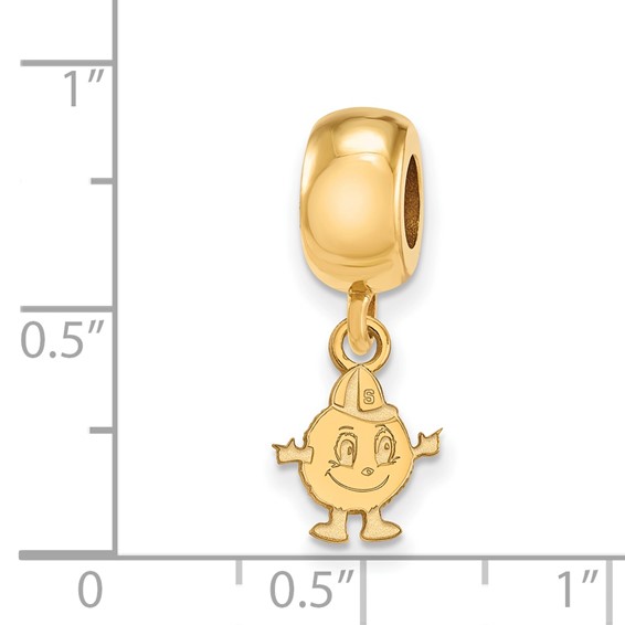 Sterling Silver Gold-plated LogoArt Syracuse University Mascot Extra Small Dangle Bead Charm