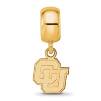 Sterling Silver Gold-plated LogoArt University of Colorado C-u Extra Small Dangle Bead Charm view 4