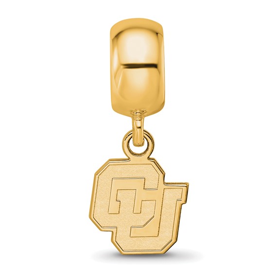 Sterling Silver Gold-plated LogoArt University of Colorado C-U Extra Small Dangle Bead Charm