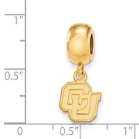 Sterling Silver Gold-plated LogoArt University of Colorado C-u Extra Small Dangle Bead Charm view 3