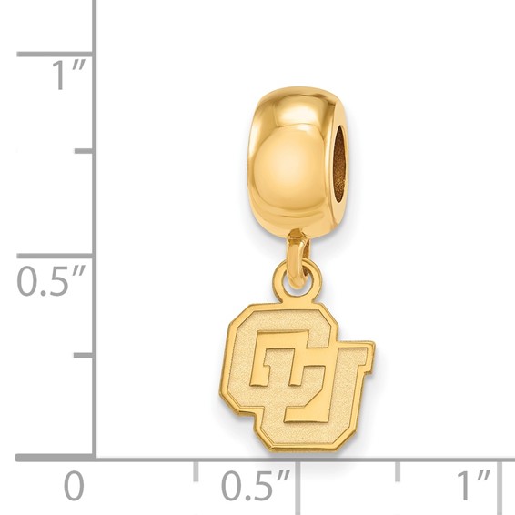 Sterling Silver Gold-plated LogoArt University of Colorado C-U Extra Small Dangle Bead Charm