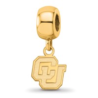 Sterling Silver Gold-plated LogoArt University of Colorado C-u Extra Small Dangle Bead Charm view 1