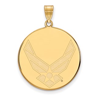 Sterling Silver Gold-plated LogoArt U.S. Air Force Extra Large Disc Pendant