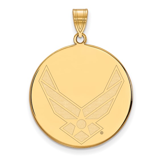 Sterling Silver Gold-plated LogoArt U.S. Air Force Extra Large Disc Pendant