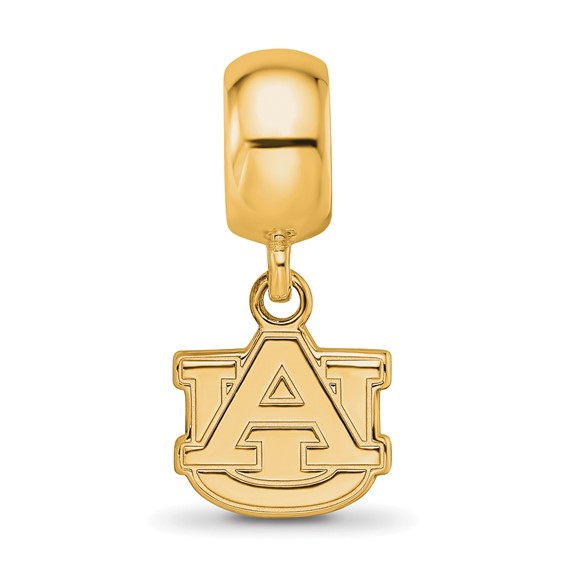 Sterling Silver Gold-plated LogoArt Auburn University A-U Extra Small Dangle Bead Charm