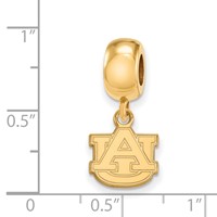 Sterling Silver Gold-plated LogoArt Auburn University A-u Extra Small Dangle Bead Charm view 3