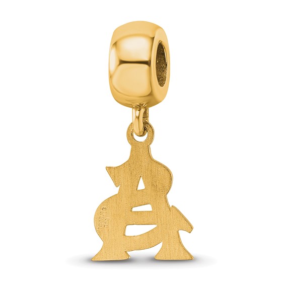 Sterling Silver Gold-plated LogoArt Arizona State University A-S Small Dangle Bead Charm