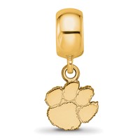 Sterling Silver Gold-plated LogoArt Clemson University Tiger Paw Extra Small Dangle Bead Charm view 4
