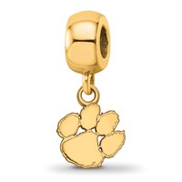 Sterling Silver Gold-plated LogoArt Clemson University Tiger Paw Extra Small Dangle Bead Charm view 1