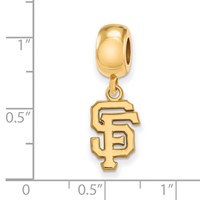 Sterling Silver Gold Plated Major League Baseball LogoArt San Francisco Giants Dangle Bead view 2