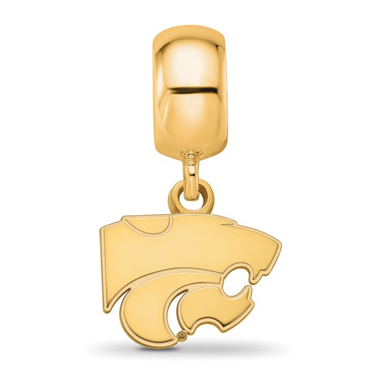 Sterling Silver Gold-plated LogoArt Kansas State University Wildcat Extra Small Dangle Bead Charm