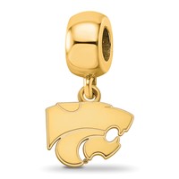Sterling Silver Gold-plated LogoArt Kansas State University Wildcat Extra Small Dangle Bead Charm view 1