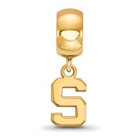 Sterling Silver Gold-plated LogoArt Michigan State University Letter S Extra Small Dangle Bead Charm view 3