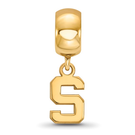 Sterling Silver Gold-plated LogoArt Michigan State University Letter S Extra Small Dangle Bead Charm