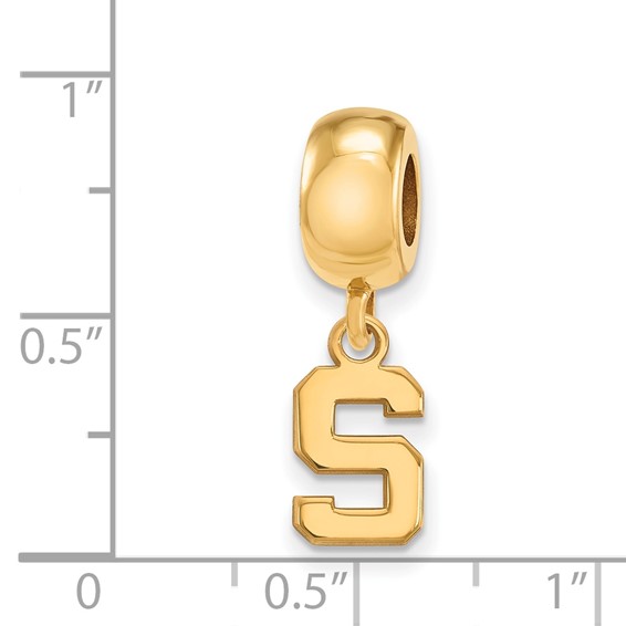 Sterling Silver Gold-plated LogoArt Michigan State University Letter S Extra Small Dangle Bead Charm