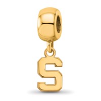 Sterling Silver Gold-plated LogoArt Michigan State University Letter S Extra Small Dangle Bead Charm view 1