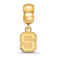 Sterling Silver Gold-plated LogoArt North Carolina State University N-c-s Extra Small Dangle Bead Charm view 3