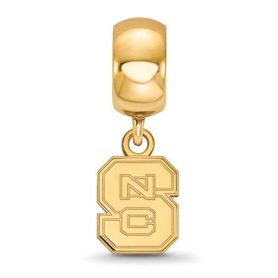 Sterling Silver Gold-plated LogoArt North Carolina State University N-C-S Extra Small Dangle Bead Charm