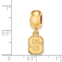 Sterling Silver Gold-plated LogoArt North Carolina State University N-c-s Extra Small Dangle Bead Charm view 2