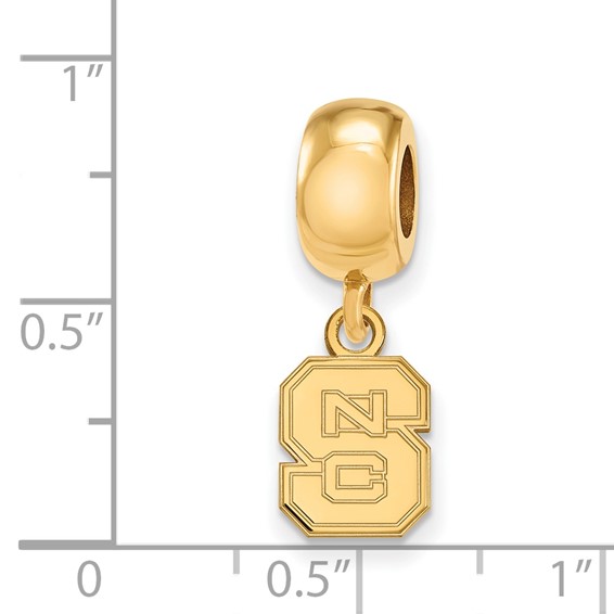 Sterling Silver Gold-plated LogoArt North Carolina State University N-C-S Extra Small Dangle Bead Charm
