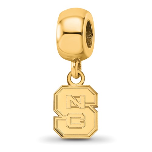 Sterling Silver Gold-plated LogoArt North Carolina State University N-c-s Extra Small Dangle Bead Charm