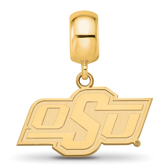 Sterling Silver Gold-plated LogoArt Oklahoma State University O-S-U Small Dangle Bead Charm