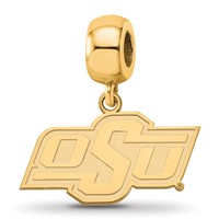 Sterling Silver Gold-plated LogoArt Oklahoma State University O-s-u Small Dangle Bead Charm view 1